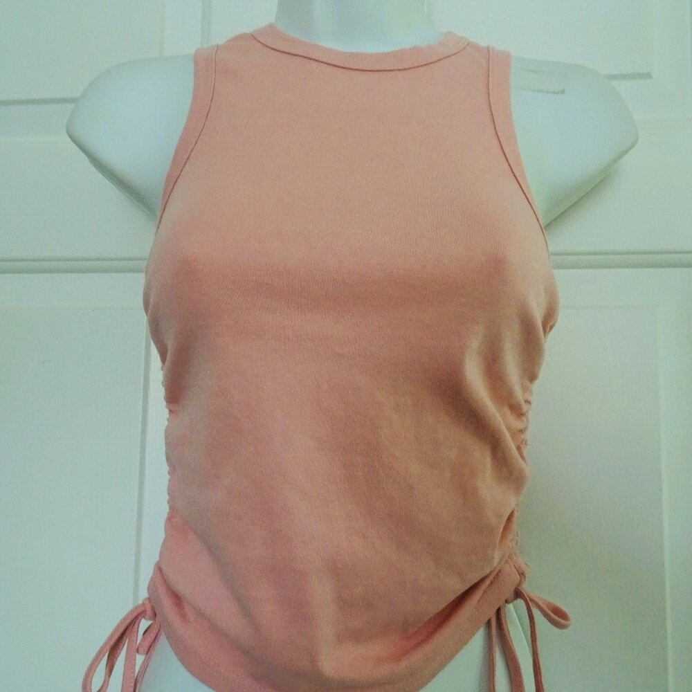 Women's Dusty Rose Jersey Knit Tank Top w. Ruched Side Seams